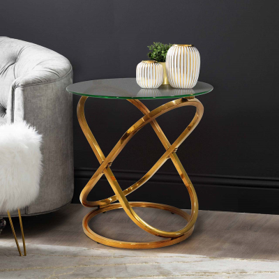 Rizzo Gold End Table Glass
