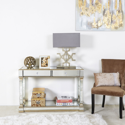 Apollo Champagne Mirrored Console Table