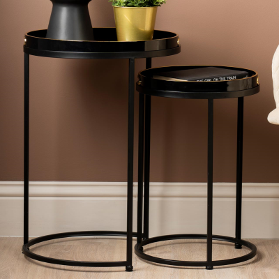 Olin Set of 2 Red and Black Nesting Tables