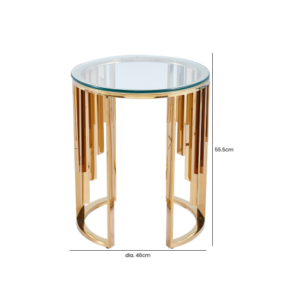 Owen Round Gold Metal with Clear Glass Top End Table