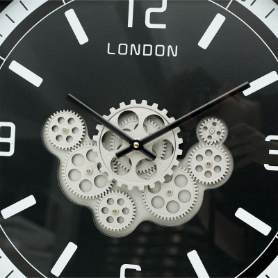 60cm Black Gears Wall Clock