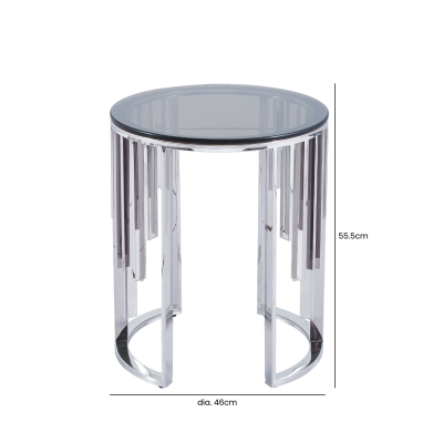 Owen Round Chrome with Smoke Glass Top Metal End Table