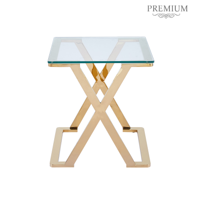 Axel Gold Metal with Clear Glass End Table