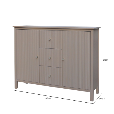 Lindon 2 Door 3 Drawer Sideboard Taupe with Nickel Handles