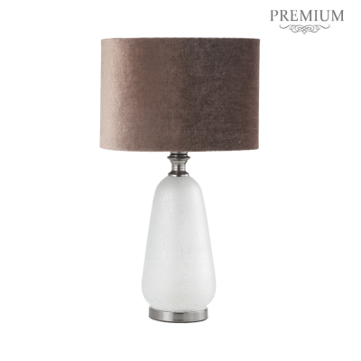 57cm Silver Frost Glass with Mocha Velvet Shade Table Lamp