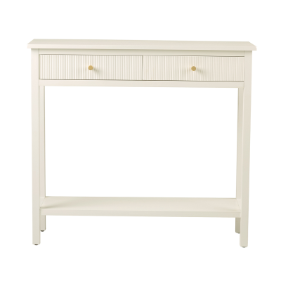 Lindon 2 Drawer Console Table White with Gold Handles