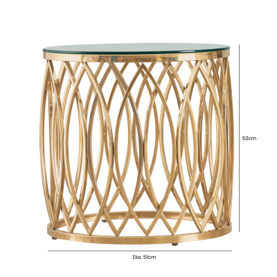 Willow Gold Metal and Glass End Table