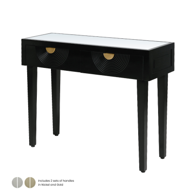 Elon 2 Drawer Console Table Black with Clear Mirror