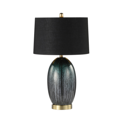 72cm Green Glass with Black Linen Shade Table Lamp