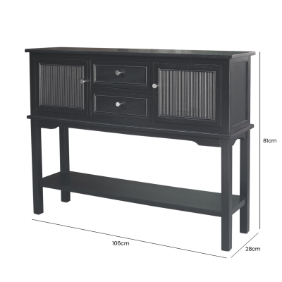 Lindon Black Wood 2 Drawer and 2 Door Sideboard