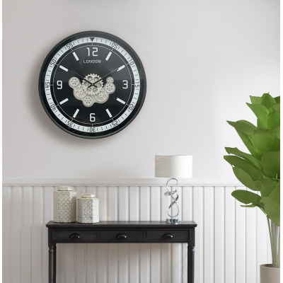 60cm Black Gears Wall Clock