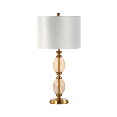 73.5cm Amber Brown Glass Table Lamp with Cream Velvet Shade