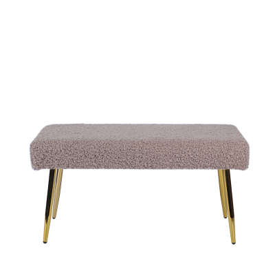 Beige Boucle Bench with Gold Legs
