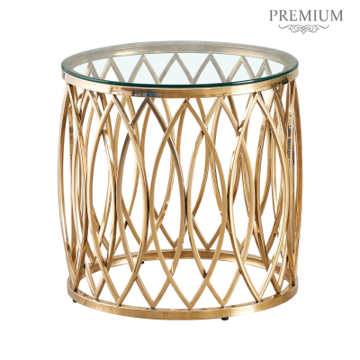 Willow Gold Metal and Glass End Table