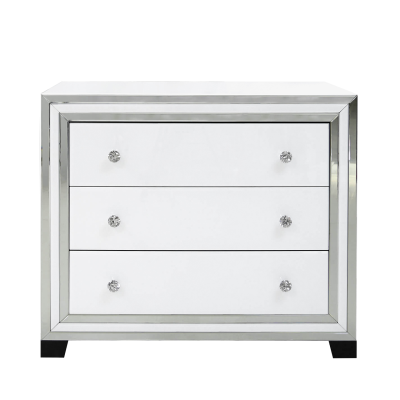 White Manhattan Mirror 3 Drawer Chest