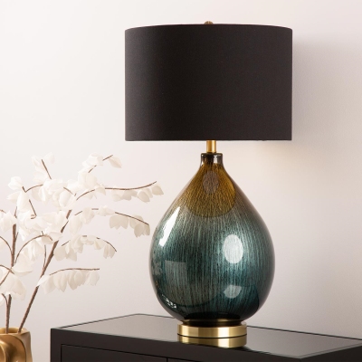 79cm Green and Gold Abstract Glass Table Lamp