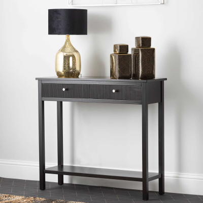 Lindon Black Wood 2 Drawer Console Table