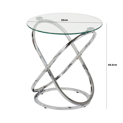 Rizzo Chrome End Table Glass Top