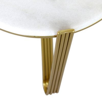 Yohan White Marble with Gold Metal Legs End Table