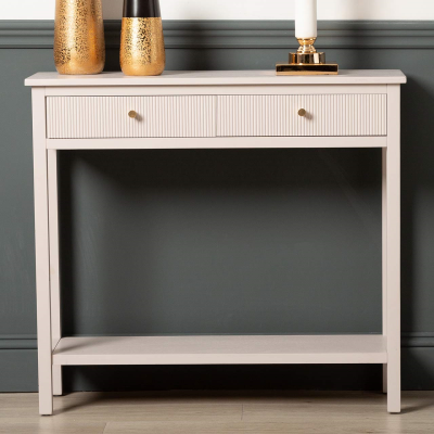 Lindon Summer Grey Wood 2 Drawer Console Table