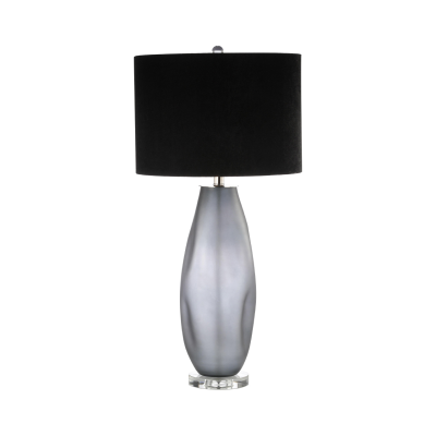 81.3cm Smoke Glass Table Lamp with Black Velvet Shade