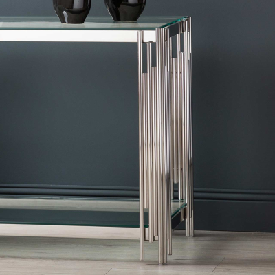Prague Steel Tubes and Glass Console Table