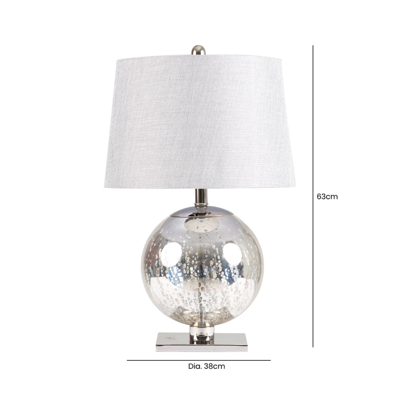 63cm Silver Mercury Glass Table Lamp