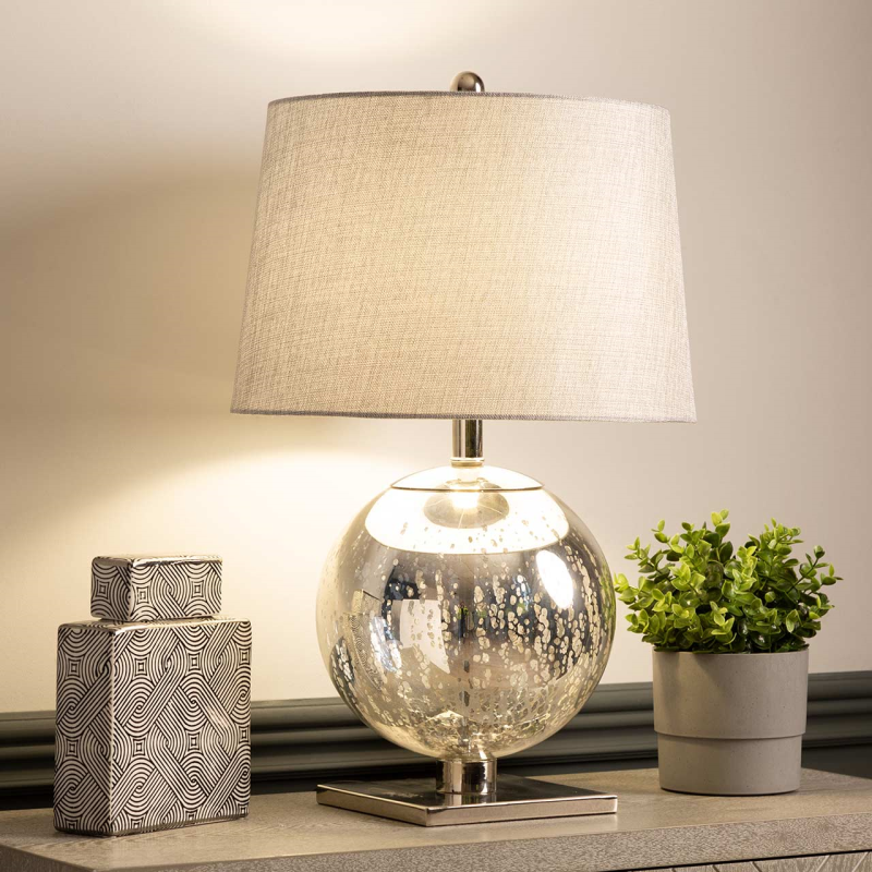 63cm Silver Mercury Glass Table Lamp