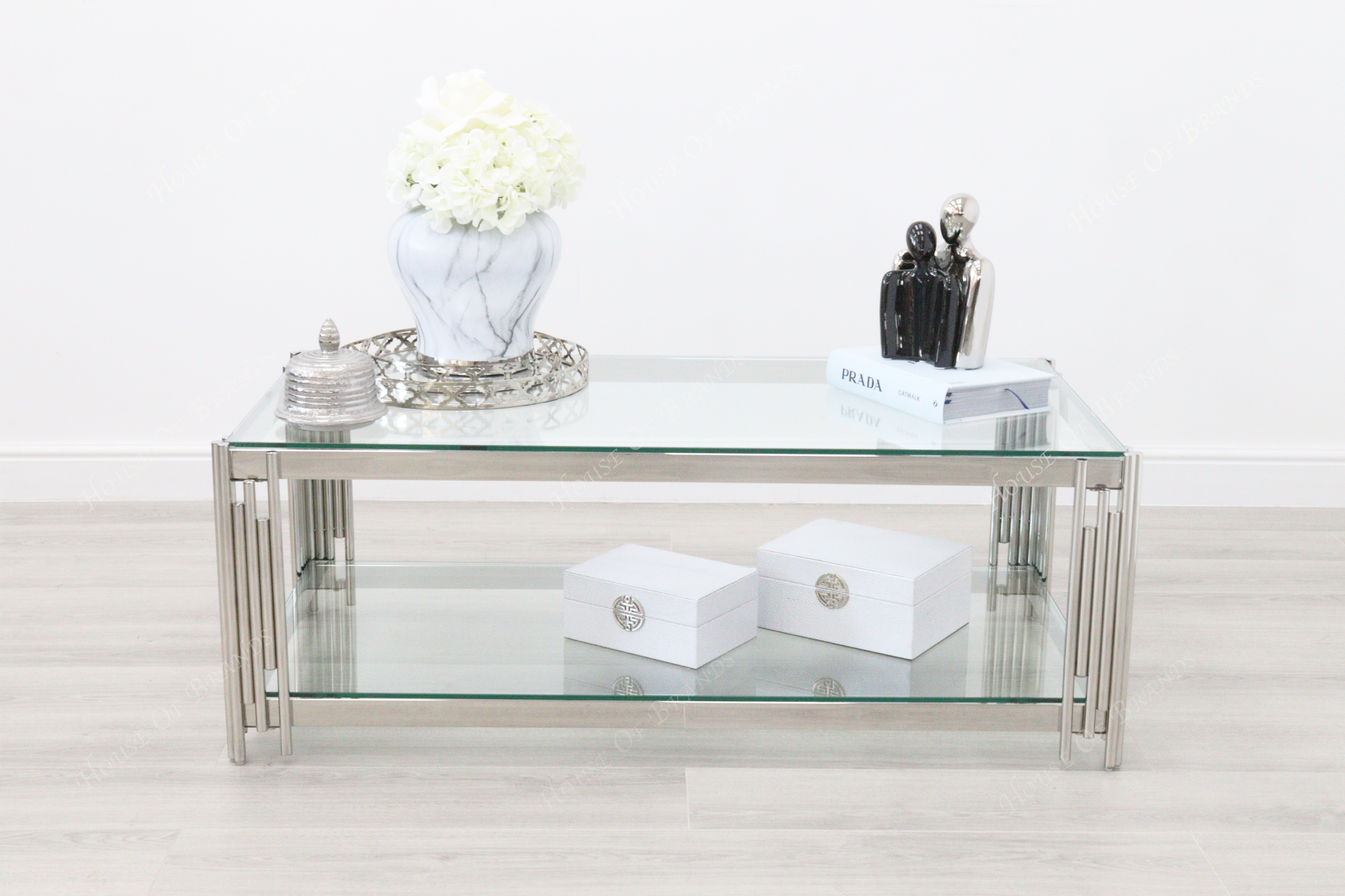 Prague Mirrored Silver Coffee Table