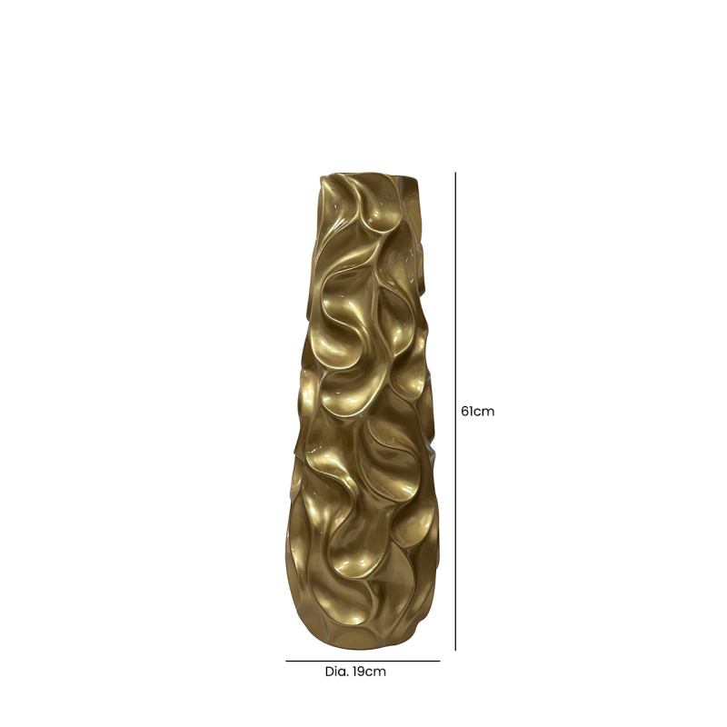 Small Gold Ripples Design Polyresin Vase