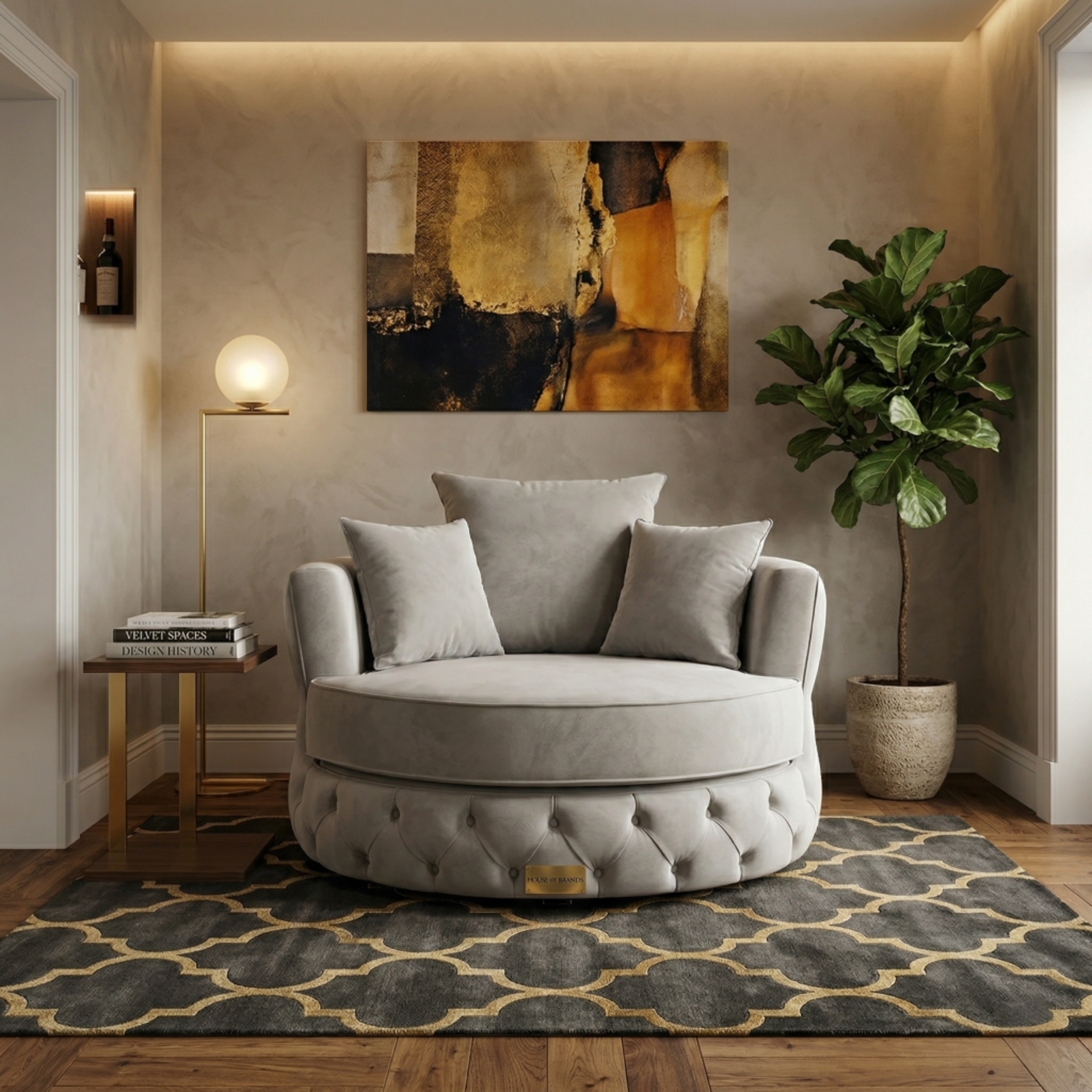 Upholstered Velvet Swivel Chair