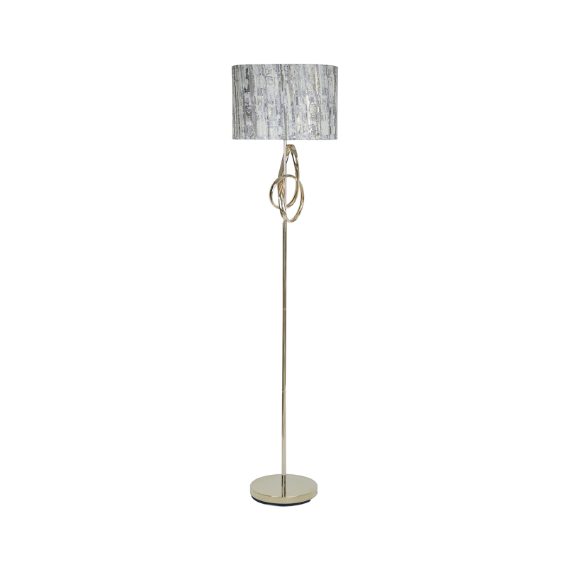Gold G-Clef Design Metal Floor Lamp with Grey Linen Shade