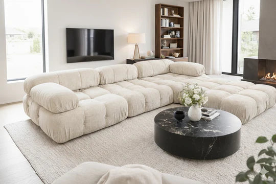 Bubble Grey Boucle Fabric Corner Sofa