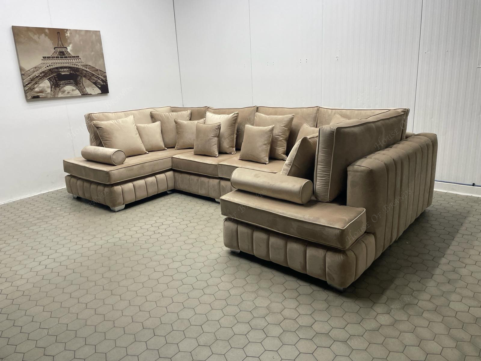 Beverly U Shape Block Arm Sofa