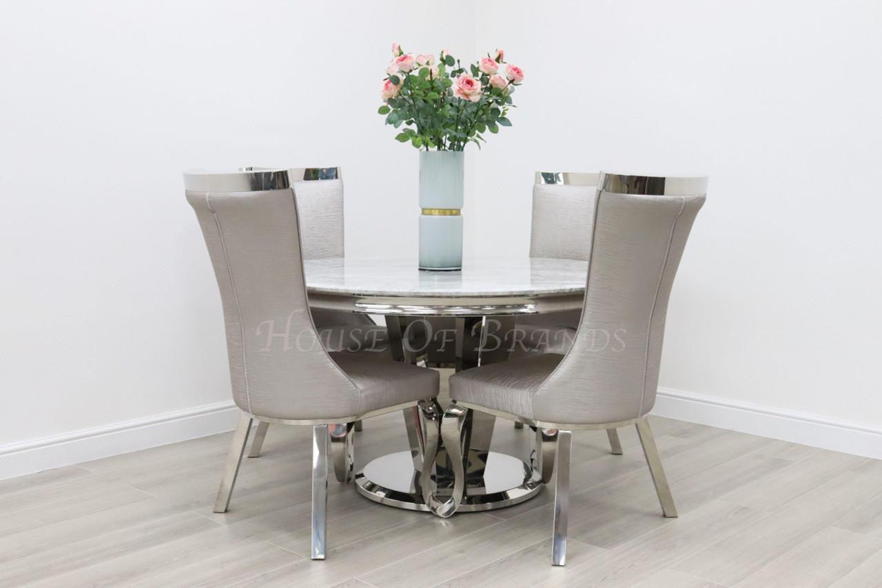 House Of Brands 1.3m Round Sorrento and 4 Tunis Chairs