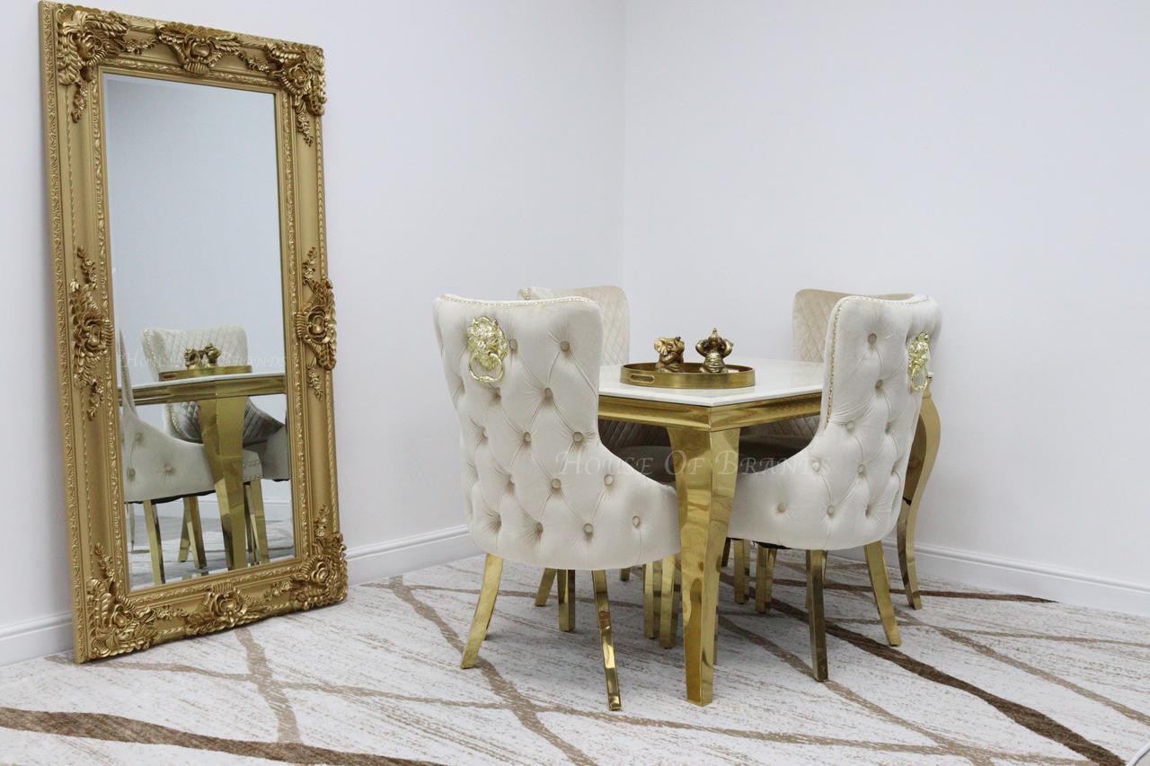 House Of Brands 1.2m Gold Rome & 4 Barcelona Chairs