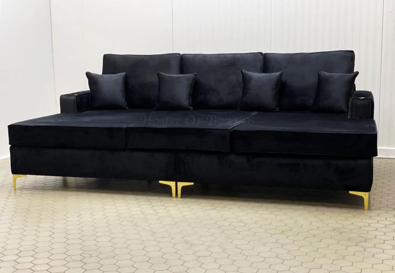 House Of Brands Riri Black and Gold Cinema Sofa