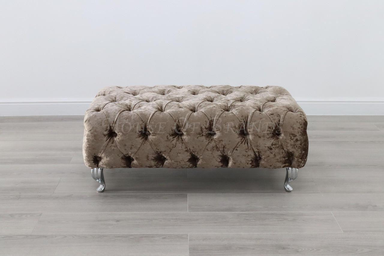 House Of Brands Upholstered Shimmer Rectangular Footstool