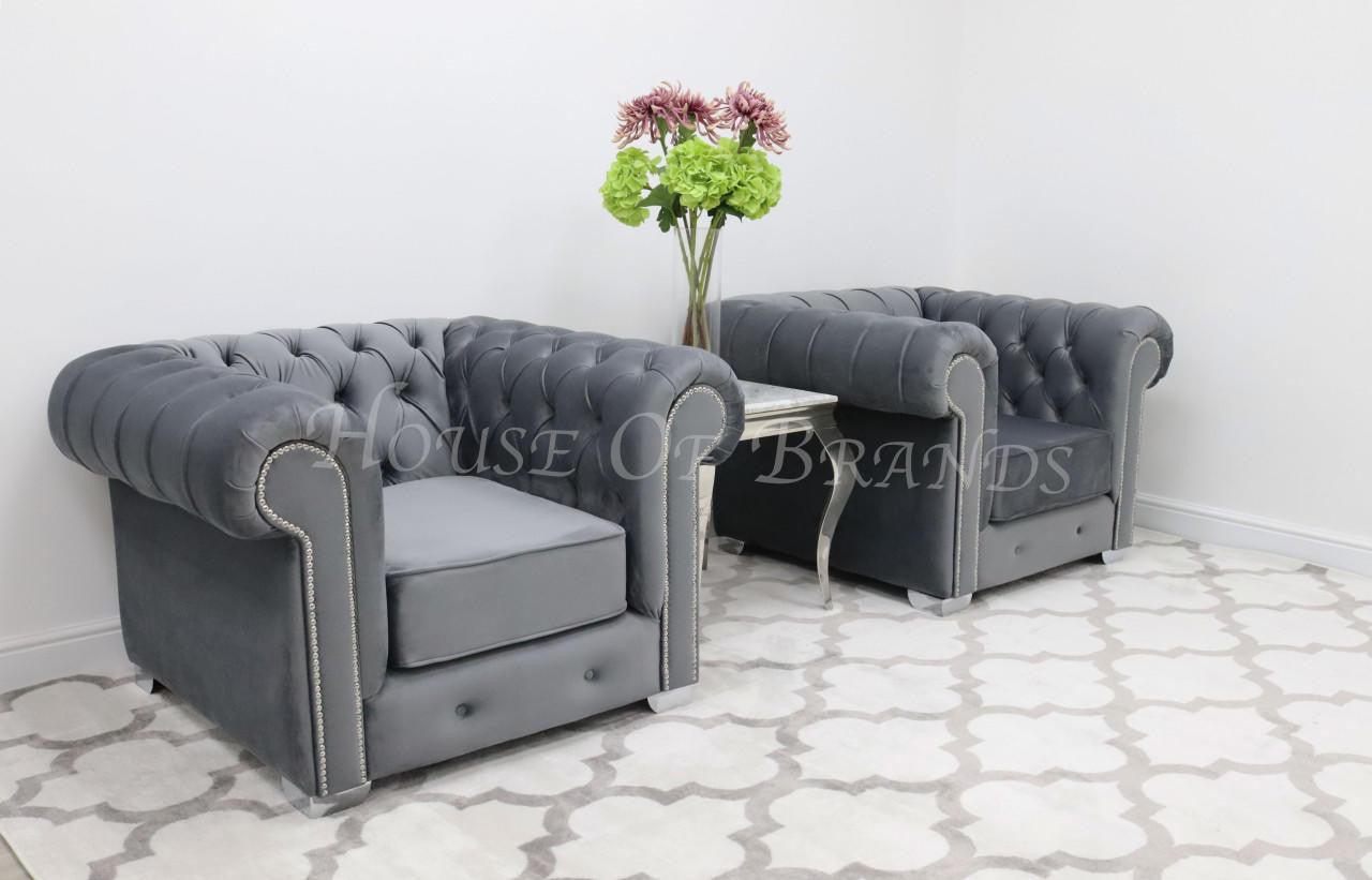 House Of Brands Chesterfield Velvet Sofa