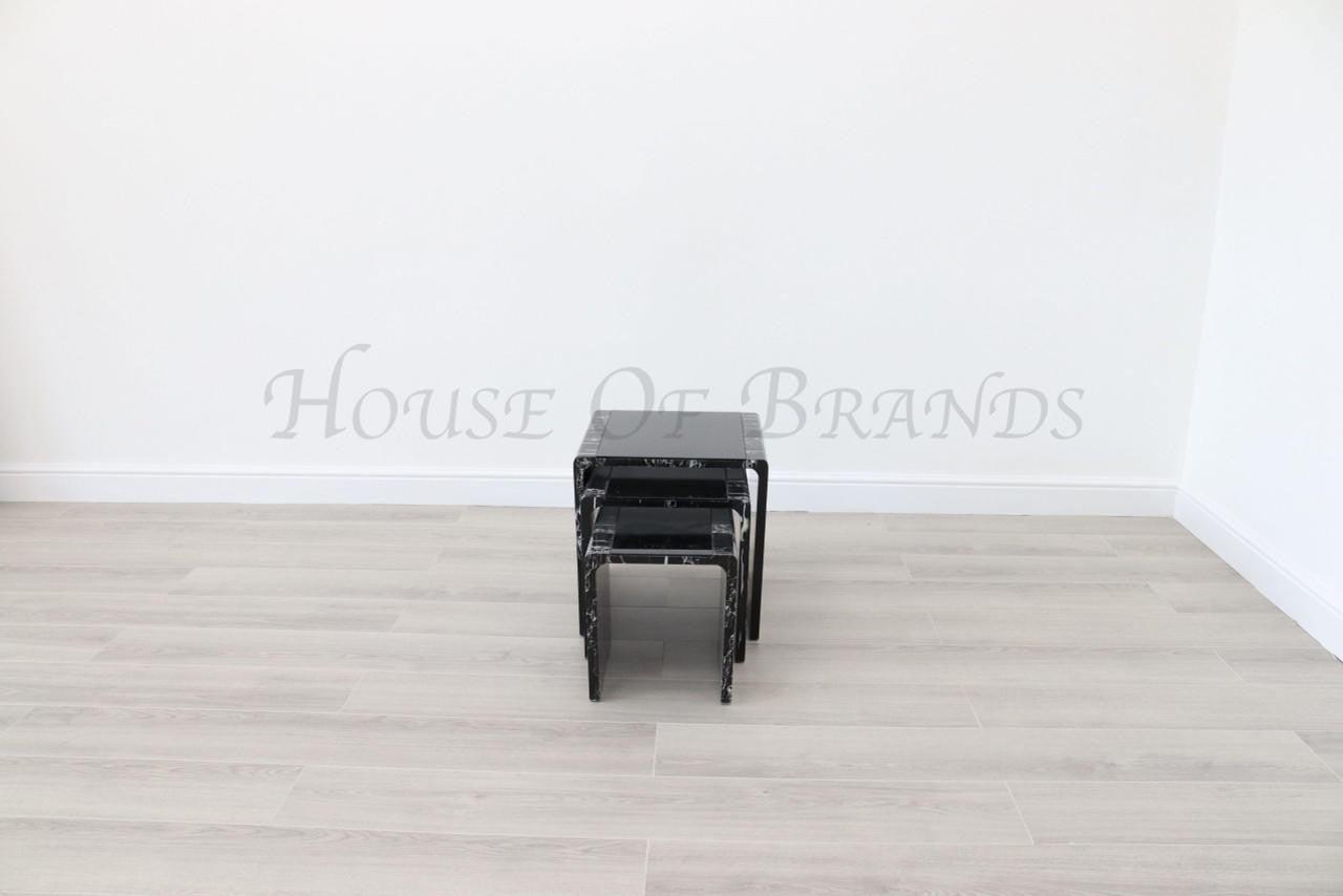 House Of Brands Lille Black Marble Effect Nest of Tables