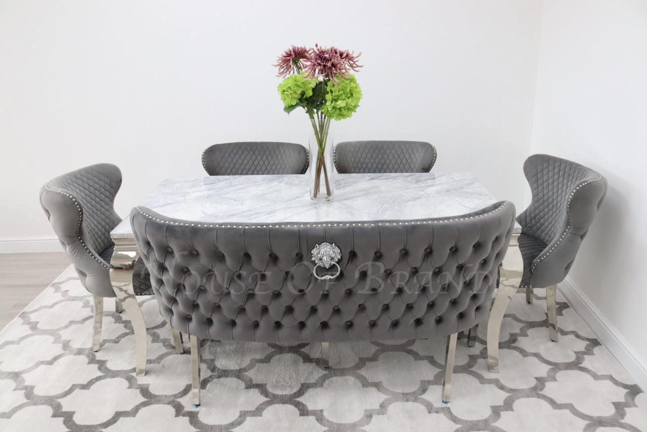 House Of Brands 1.8m Rome with 4 Valencia Chairs and Valencia Bench