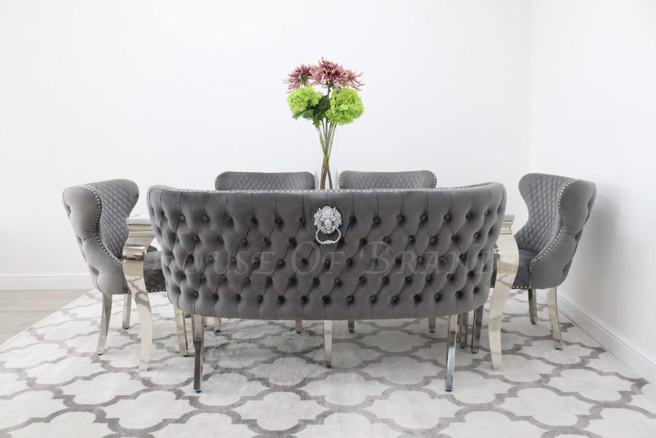 House Of Brands 1.8m Rome with 4 Valencia Chairs and Valencia Bench
