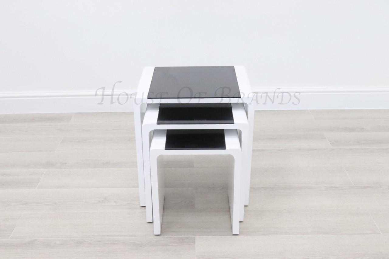 House Of Brands Lille White Marble Effect Nest Of Tables