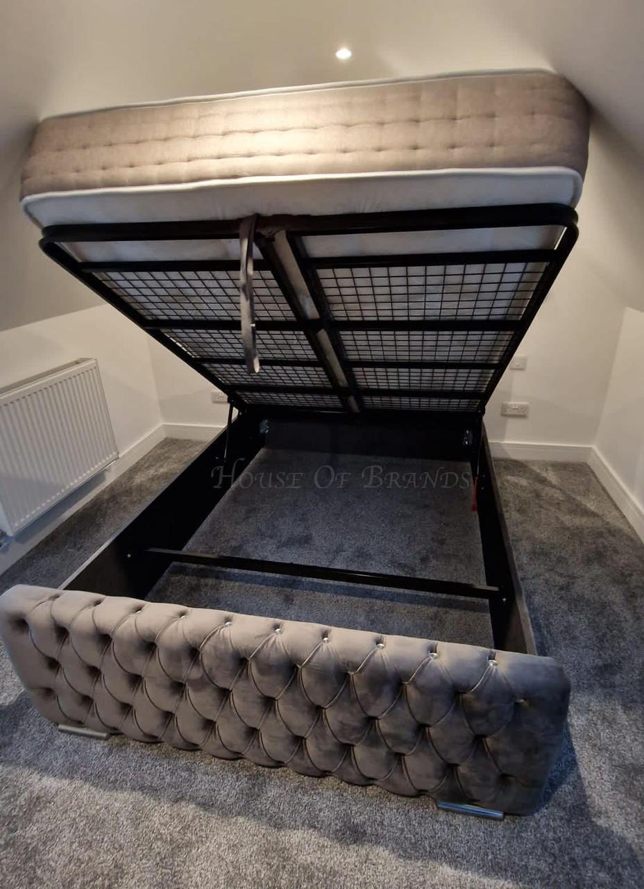 House Of Brands Vegas Mirrored Ottoman Storage Bed