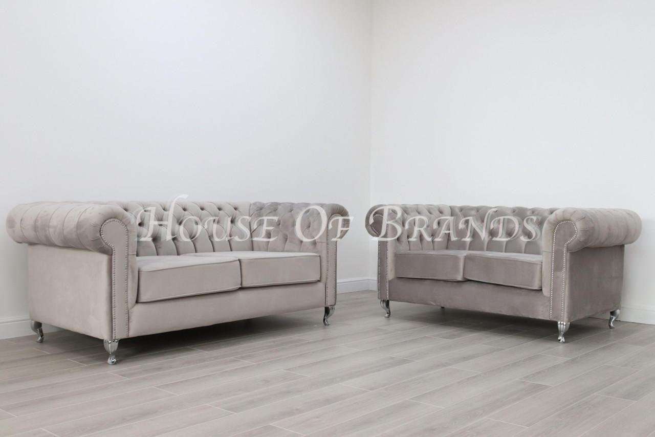 House Of Brands Chesterfield Velvet Sofa