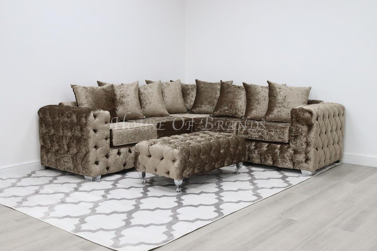 House Of Brands Upholstered Shimmer Rectangular Footstool 