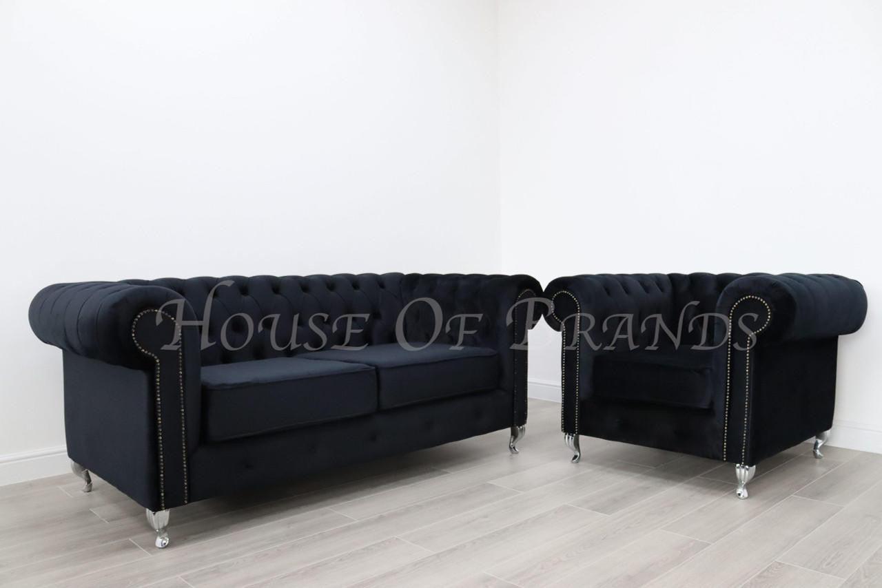 House Of Brands Chesterfield Velvet Sofa