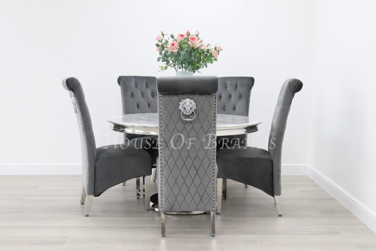House Of Brands 1.3m Round Sorrento and 5 Leon Chairs
