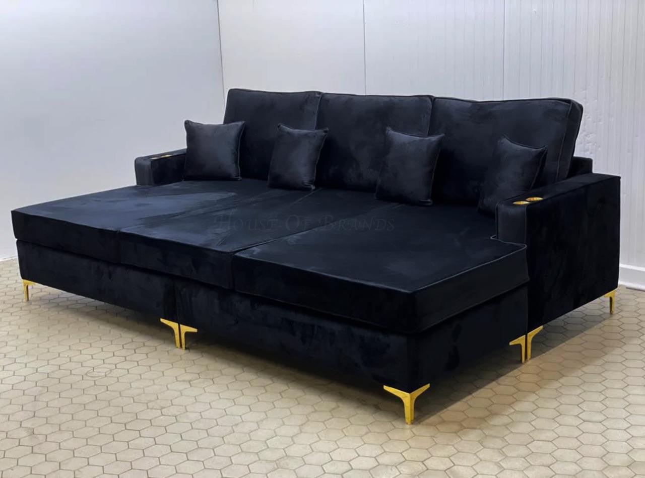 House Of Brands Riri Black and Gold Cinema Sofa