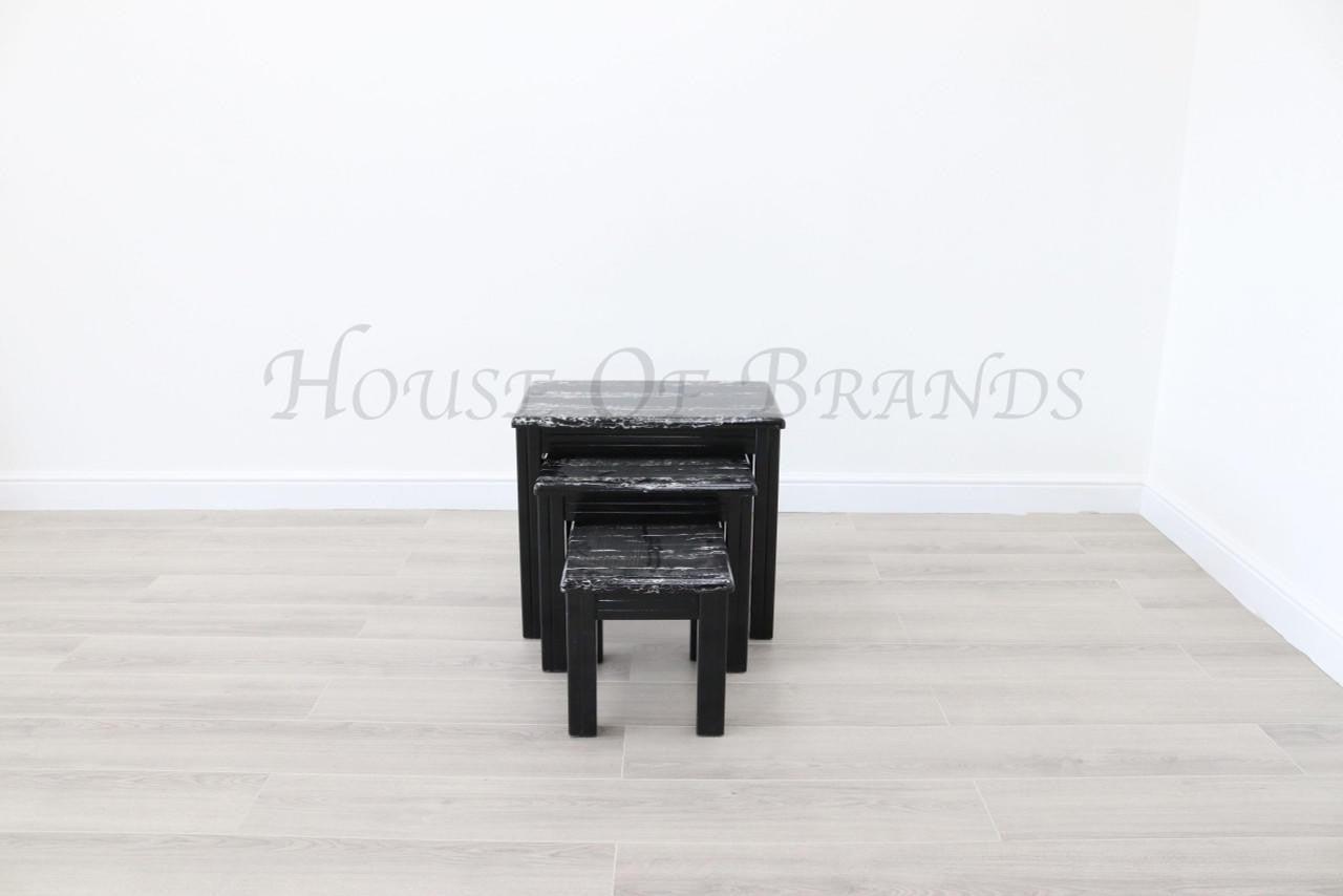 House Of Brands Lyon Black Marble Effect Nest of Tables